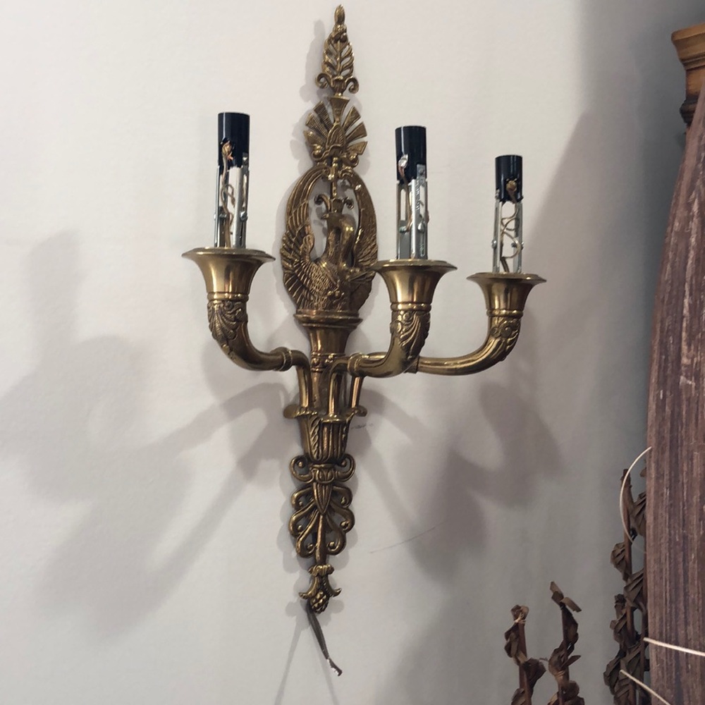 19th century French Empire Swan Motif sconce pair
